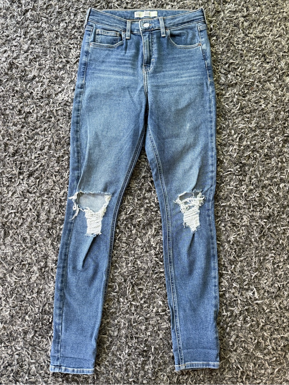 Topshop Blue Ripped Skinny Jeans